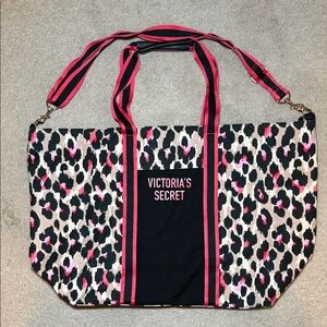 Victoria's Secret Black and Pink Leopard Tote